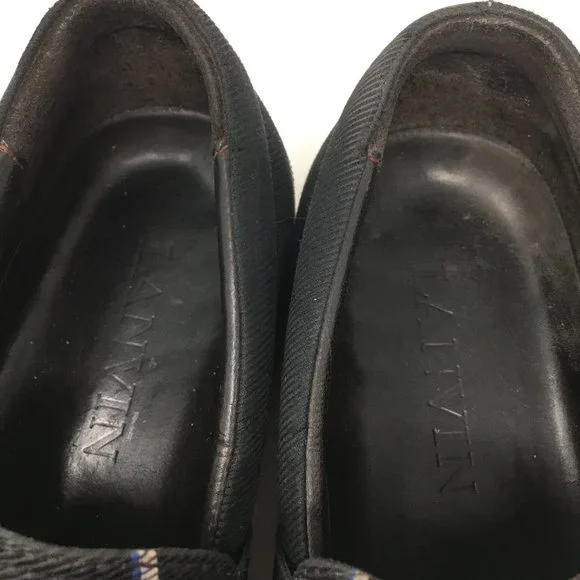 LANVIN Mens 8 Authentic Canvas Slip On Black and White Stripe Leather Interior - Picture 6 of 10